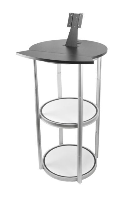 Collapsible Lockfast workstation with monitor mount and internal shelving
