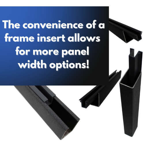 Metal frame insert for additional panel width options