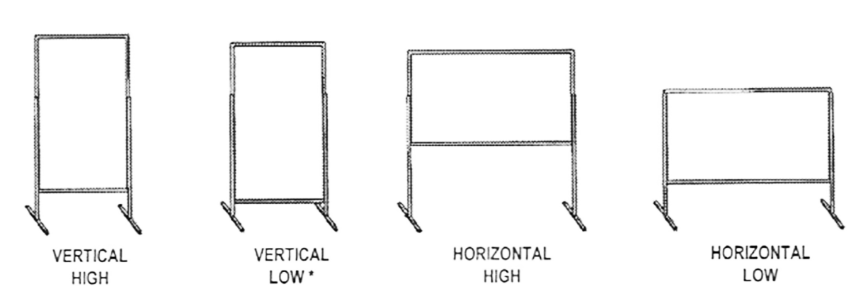 Metal frame vertical and horizontal high and low mounting positions
